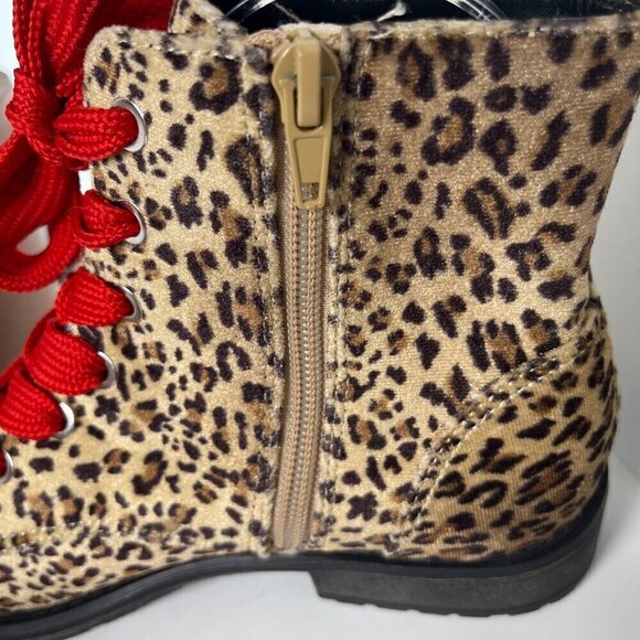 Dolce Vita Sophie Girl Leopardess Tan Leopard Print Red with‎ shoestrings Size 4 - Picture 10 of 12